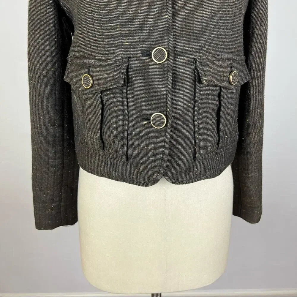 Anthropologie Cartonnier Brown Quilted Front Jacket Size 4